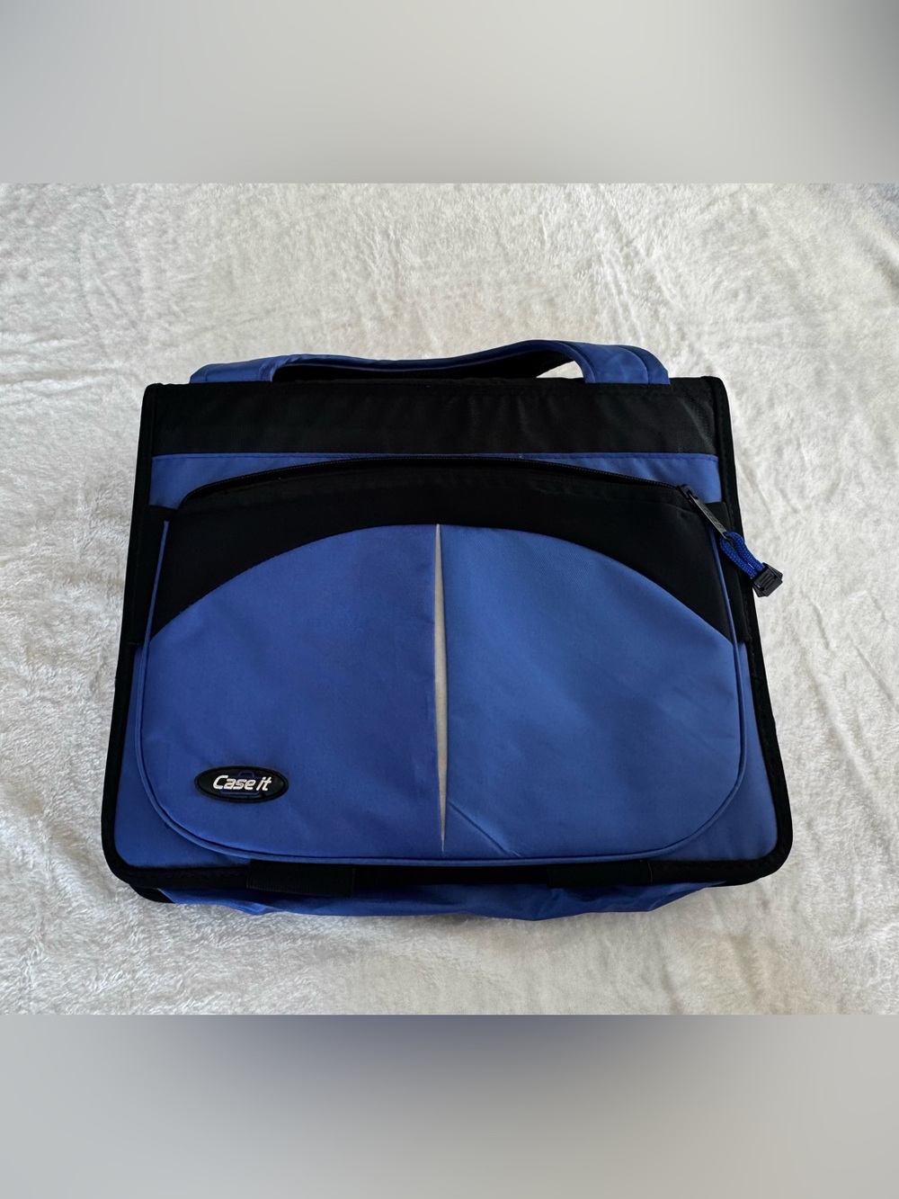 Case It Blue and Black Laptop Messenger Bag for Men - Padded Travel Brief
